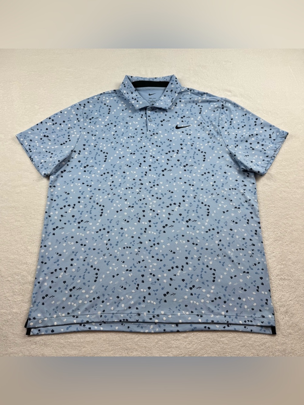 Nike tour Dri-Fit polo shirt men’s size XL blue floral print golf performance